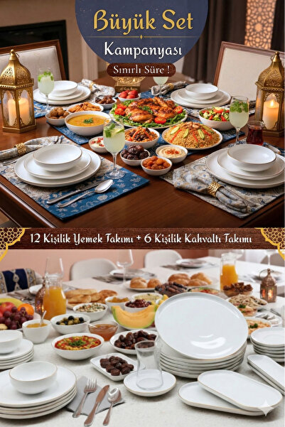 KÜTAHYA HOME ZAMANSIZ 70 Prç Porselen Yemek ve Kahvaltı Seti - 12 Kişilik 70 ...