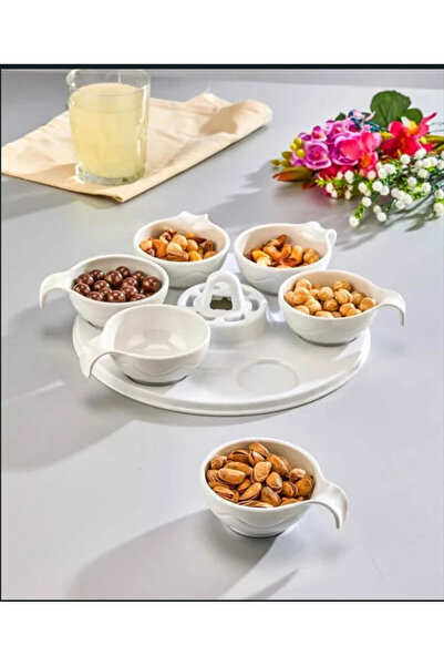 Empressco Ahşap Desenli 6'Lı Kahvaltılık Takımı Porselen Sosluk.