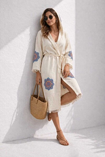 CASPARA Γυναικεία μουσελίνα Βαμβάκι τεμαχίων Peshtemal Μπουρνούζι I Παραλία Ε...