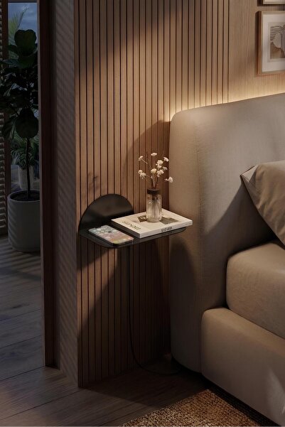 Grandmix Metal Duvar Rafı Oval Tasarım Başucu Komodini 45 cm