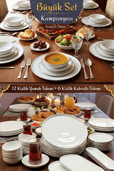 KÜTAHYA HOME ZAMANSIZ 70 Prç Porselen Yemek ve Kahvaltı Seti - 12 Kişilik 70 ...