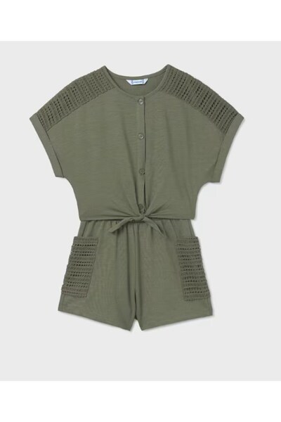 MAYORAL Girl's Knot Shorts Set 10-16 Years Khaki