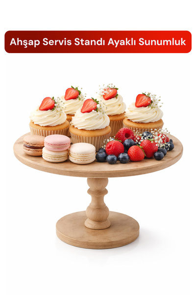 Pikas Ahşap Servis Standı Ayaklı Sunumluk