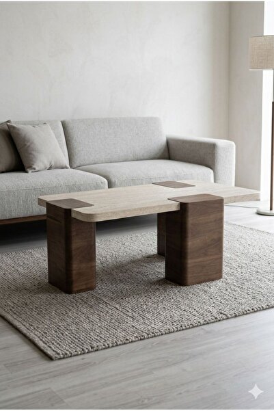 Lisso Home Duo Orta Sehpa Ceviz-Traverten 109x59