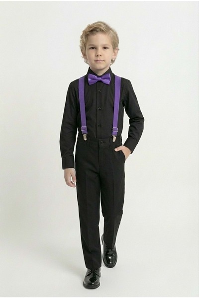 Mnk Baby&Kids Costum pentru băiat cu cămașă colorată M00788 NEGRU - VIOLET