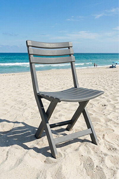 Saban Antrasit - Bahçe Balkon Piknik İç ve Dış Mekan Katlanır Plastik Sandalye