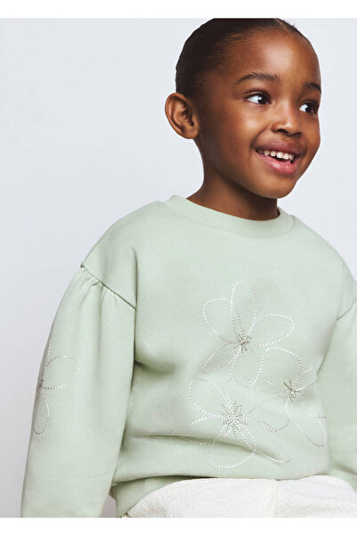 MANGO Baby Çiçek işlemeli pamuklu sweatshirt