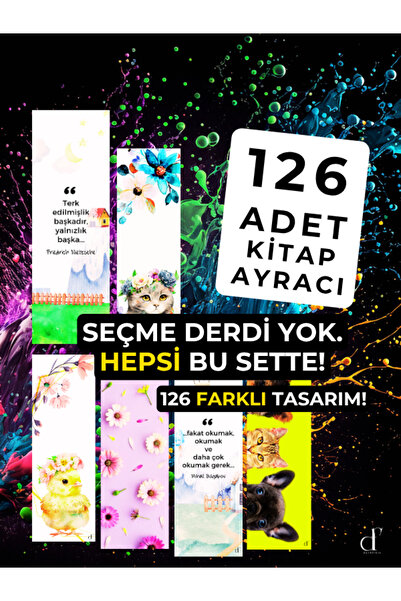 darkfikir 126'lı Kitap Ayracı Seti - 126 Farklı Tasarım - Özel Paket8