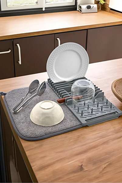 RED KİTCHEN Mikrofiber Bulaşık Kurutma Matı – Tabak, Bardak ve Çatal Kaşık Dü...