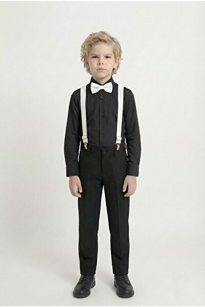 Mnk Baby&Kids Αγορικό κοστούμι με πολύχρωμο πουκάμισο M00788 ΜΑΥΡΟ - ΛΕΥΚΟ