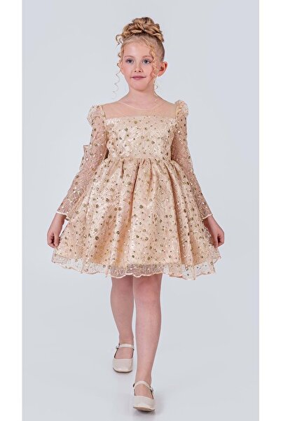 Mnk Baby&Kids Ruche Lipa Kız Çocuk Abiye M00783 PUDRA