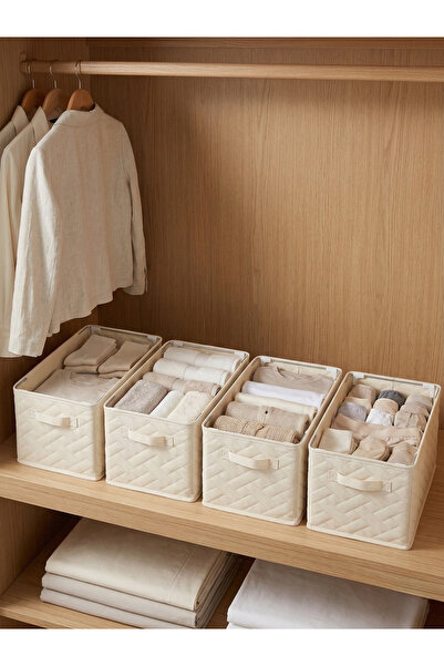 SER&YAT Shelf Organizer 25 cm - Cream Interlining Fabric |   4 Pieces |   Fol...