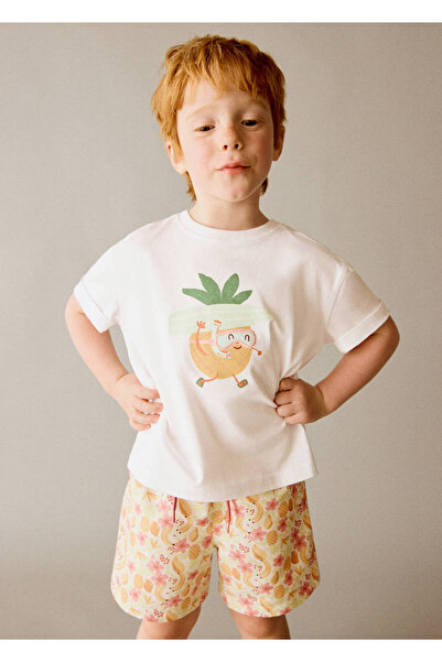 MANGO Baby Ananas desenli pamuklu tişört