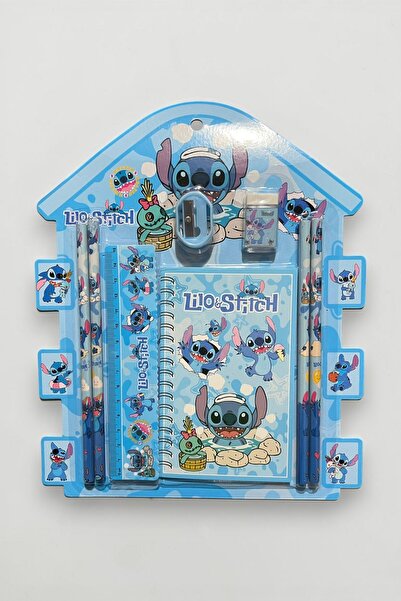 VERA HOUSE Stitch Figürlü Kırtasiye Seti - Kalem Silgi Kalemtıraş Cetvel Cüzd...