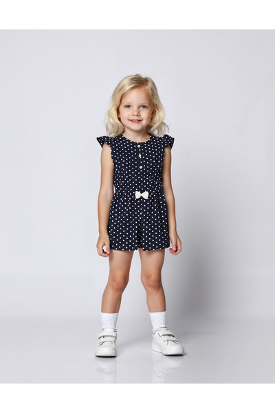 WANEX Girl's short sleeve polka dot jumpsuit - 40938 - navy blue