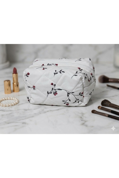 Bestway ve Diğeri White Floral Makeup Travel Health Organizer Cosmetic Bag