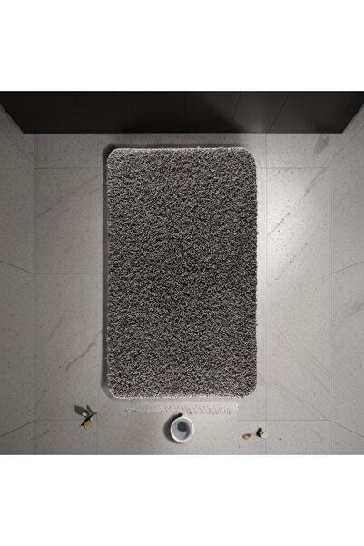 Halı Kapında Kaymaz Taban Su Emici Banyo Paspası 57x97 cm Gri– Yıkanabilir Yu...