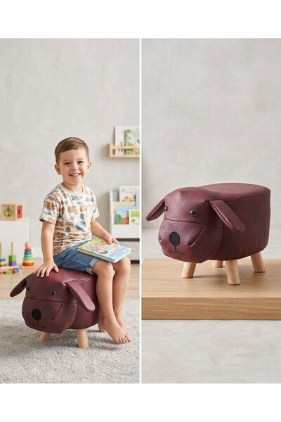 Monixa Rari Sevimli Pati Puf Köpek Çocuk Oturağı Ahşap Ayaklı Çocuk Koltuğu