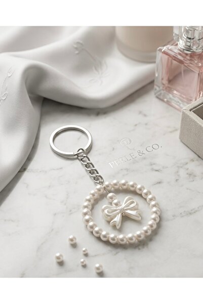 VESPERASTOREE Halkalı kurdale inci anahtarlık,charm- hediyelik,bride,nişan,ni...