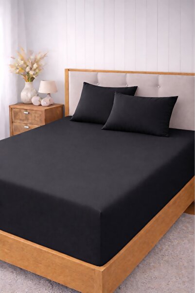 ROSERA HOME Single Elastic Sheet Set Cotton Black