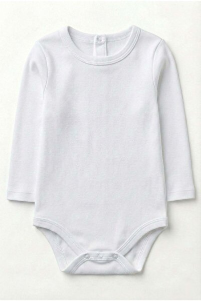 Mnk Baby&Kids Bebek Çıtçıtlı Uzun Kol Zıbın Badi MNK0456 EKRU