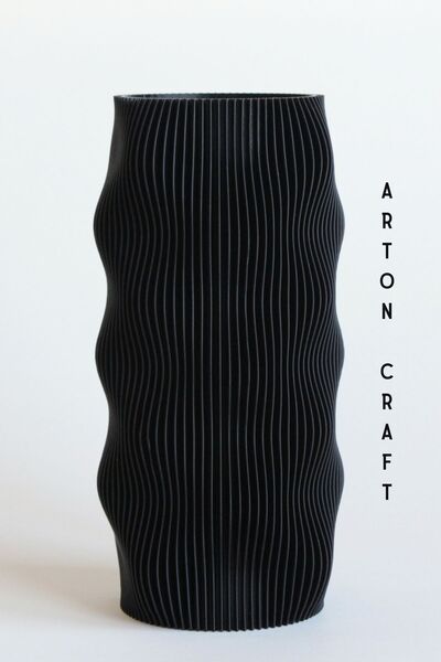 3D Modern Tasarım Dekoratif Siyah Vazo – Salon & Masa Üstü Ev Aksesuarı