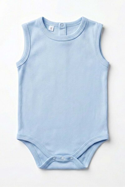 Mnk Baby&Kids Bebek Çıtçıtlı Kolsuz Zıbın Badi MNK0527 MAVİ