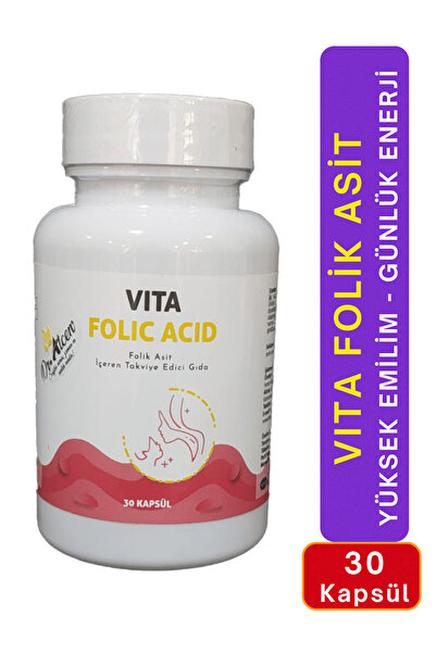 Dr.Alcen VITA Folik Asit 30 Kapsül Yüksek Emilimli B9 Vitamini Enerji Hamilel...