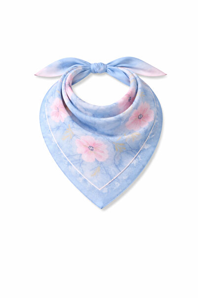 ostende Blue Floral Patterned Square Neck Hair and Bag Scarf Stylish Bandana ...
