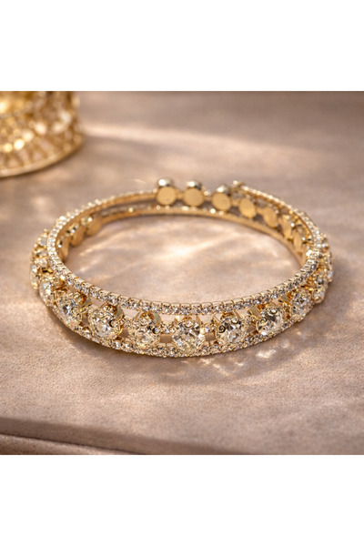 Gold Plated Adjustable Luxury Bracelet with Zircon Gemstone