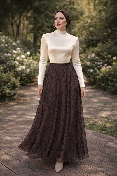 MyZesa Floral Flock Με φόδρα Ζώνη τεμάχια Τούλι Φούστες