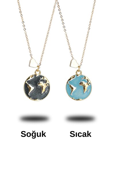 Dukkanka Canlanan Dünya Motif Okyanus Renk Değiştiren Kadın His Kolye