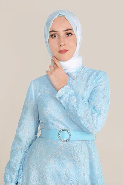 Alvina Collar Bead Embroidered Lace Dress 40630