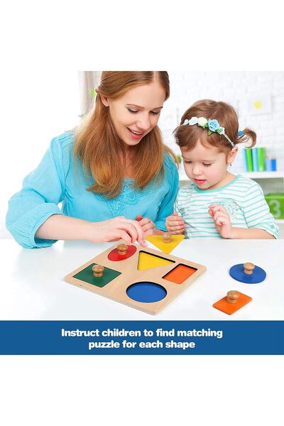 Arabest Wooden Shape Sorter Puzzle,Jumbo Knob,Montessori Preschool Learning T...