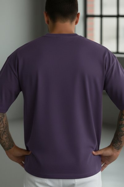 Teenage Millionaire Men's Free Life Purple Crew Neck Oversize Salas T-Shirt