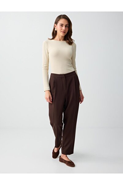 Jimmy Key Καφέ παντελόνι με κανονικό πόδι και κανονική τσέπη στη μέση