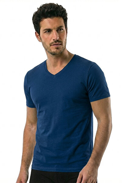 Öts تي شيرت رجالي برقبة على شكل حرف V (47% مودال - 47% قطن - 6% إيلاستين)