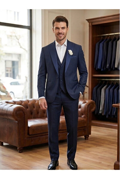 crispino Ανδρικό σμόκιν σε μπλε ναυτικό χρώμα - Σακάκι, παντελόνι και γιλέκο ...