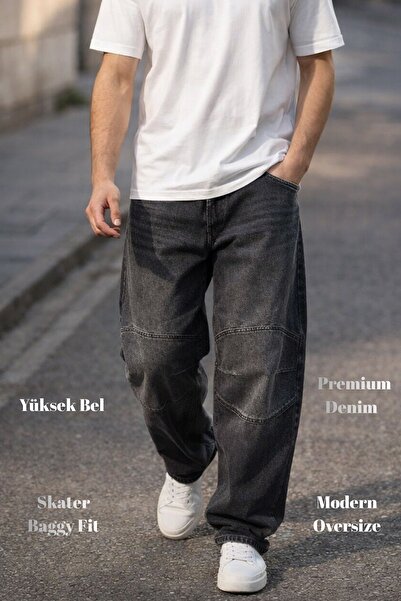 CEDY DENIM Υψηλής ποιότητας Ανδρικό ψηλόμεσο Skater φαρδύ τζιν παντελόνι C362...
