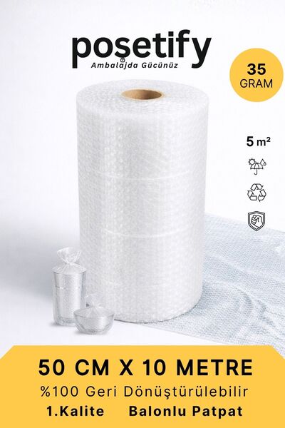 50 cm x 10 m Balloon Nylon Patpat | 1st class | 3 Layers | 5 m2 | 35 gr/m² | Thick Packaging Roll