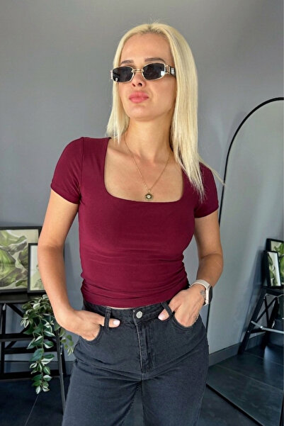 spirituel Γυναικείο T-Shirt Κοντό μανίκι τετράγωνο γιακά διπλής στρώσης Sandy...