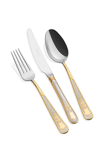 HERDMAR Güell Yarı Gold 87 Parça Çatal Kaşık Bıçak Takımı-12 Kişilik