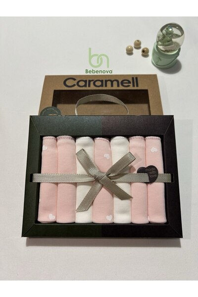 Caramell Bebenova Basic 7'li Bebek Ağız Mendili %100 Pamuk Penye 20x20 Cm