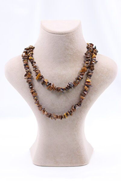 SAURACHI Tiger's Eye Stone Necklace Unshaped Natural Stone Cracked Stone String