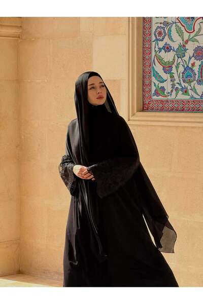 modacofashion Mina Ferace: Dubai Krep Fermuarlı ve Kuşaklı