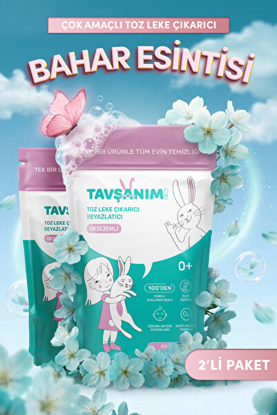 TAVŞANIM! Çok Amaçlı Oksijenli Toz Leke Çıkarıcı Ve Beyazlatıcı 2x800g