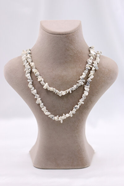 SAURACHI Howlite Stone Necklace Unshaped Natural Stone Broken Stone String