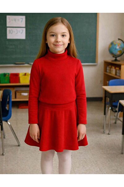 OrganicKid Basic Kız Çocuk Kırmızı Etek