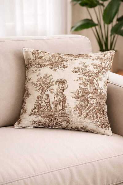 BROWN VINTAGE LINEN PILLOW CASE