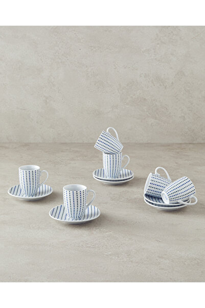 English Home Lena Porselen Kahve Fincan Takımı 12 Parça 6 Kişilik Mavi-Yeşil